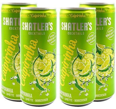 Shatlers Cocktail - 4er Set Shatlers Caipirinha 0,25L (10,1% Vol) inklusive Pfa