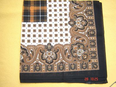 Trachtentuch Karo Bordüre beige braun schwarz Baumwolle 58x58cm Halstuch Nikituch p