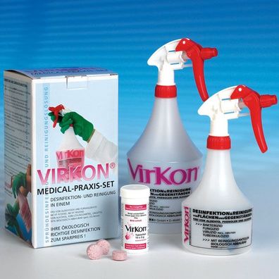 Desinfektion Fläche Virkon Vorratsbox, , 500 g, mit 1 Liter Flasche, für 50 Liter