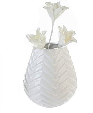 Casablanca Vase Tao 33 x 28 cm weiß Blumenvasen Porzellan ZikZakDekor
