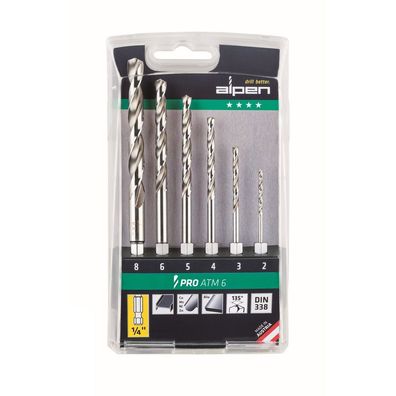 Alpen Bohrer Kassette HSS Pro ATM 6 6tlg 2,0 3,0 4,0 5,0 6,0 8,0 100806100