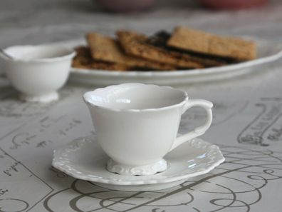 Chic Antique * Provence* Kaffee-Tasse + Teller Porzellan Shabby Landhaus 63084-01