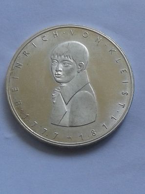 5 Mark 1977 G Deutschland Silber Heinrich von Kleist bankfrisch vz