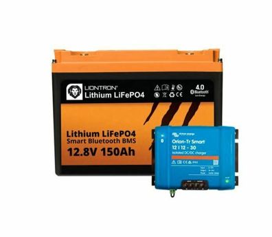 Liontron Lithium LiFePo4 Akku 22kg 12.8V 150Ah + Victron Ladebooster 12-30A