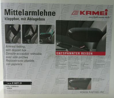 Armlehne Opel Corsa D & E Kamei schwarz Mittelarmlehne Stoff 0 14371 21 Premium