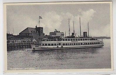 62208 Ak Bremerhaven Strandhalle mit Ausflugsschiff "Hanseat" um 1920