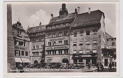 62338 Ak Konstanz Obermarkt mit Haus zum hohen Hafen und Barbarossa um 1940