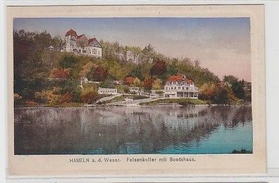 62559 Ak Hameln an der Weser Felsenkeller mit Bootshaus um 1910