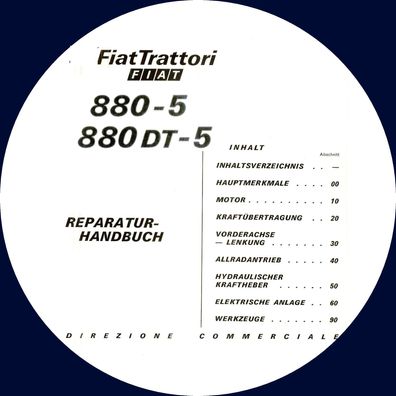 Werkstatthandbuch für die FIAT Traktoren 880-5 und 880-5 DT