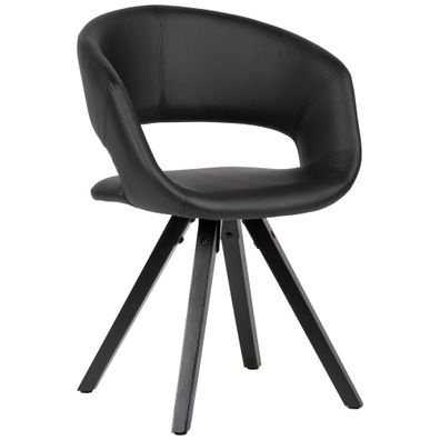 Wohnling Esszimmerstuhl Kunstleder Schwarz 110 kg Küchenstuhl mit Lehne Stuhl
