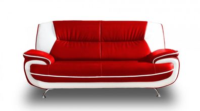 Onyx 3-Sitzer Sofa Couch Kunstleder schwarz weiss rot red Kunstledersofa 3-er