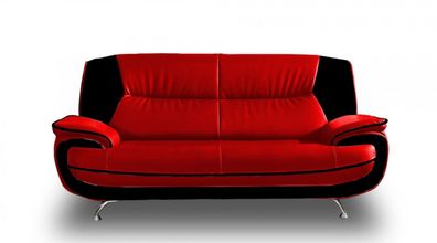 Onyx 2-Sitzer Sofa Couch Kunstleder Industrieleder schwarz weiss rot emoebel24