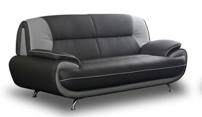 Onyx 3-Sitzer Sofa Couch Kunstleder 3-er Kunstledersofa schwarz weiss white grau