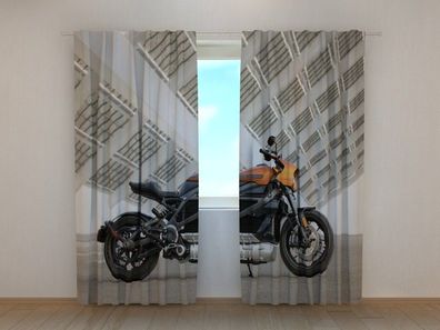 Fotogardine Motorrad Harley Davidson mit Motiv, Fotodruck, Fotovorhang nach Maß