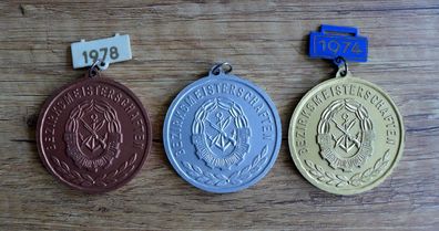 3 x DDR GST Medaille Bezirksmeisterschaften 1974 / 1978