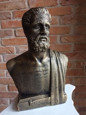Hippokrates Arzt Doktor Statue Büste Skulptur Kunst Hand bemalt