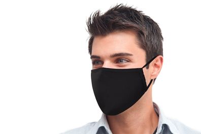 Precorn Mundschutz Maske 100% Baumwolle in schwarz Unisex 3-lagig