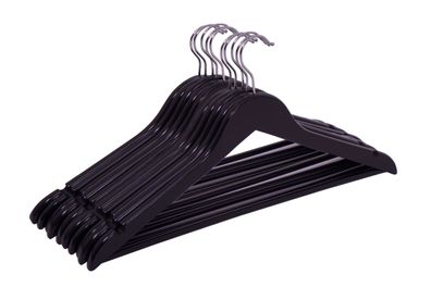 Schwarze Holz Kleiderbügel - 50 Stück - Hosenbügel Anzugbügel Bügel Holzbügel