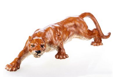 Großer Panther aus Gusseisen 41x11x15 cm Figur Metallfigur Zierfigur Dekofigur