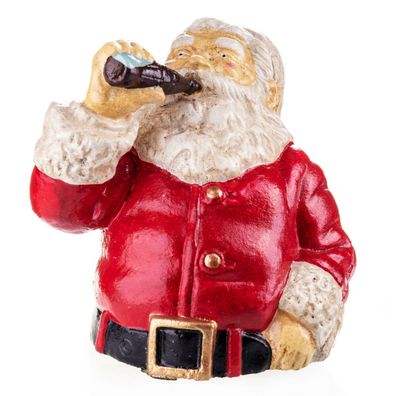 Spardose Weihnachtsmann mit Cola Flasche 15 cm Gusseisen Geldgeschenk antik Stil