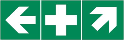 3x Aufkleber Erste-Hilfe-Rettungszeichen & Richtungspfeile rechts/ links & schräg