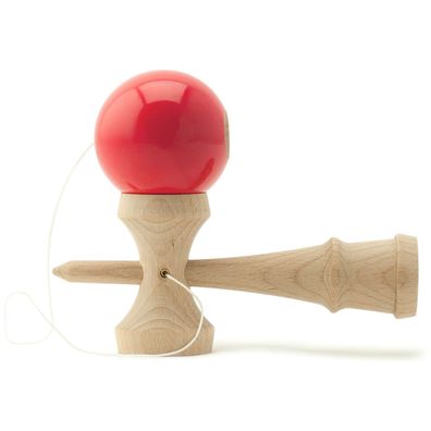 Kendama Geschicklichkeitsspiel mit roter Kugel Holzspielzeug Holz-Kugelfangspiel