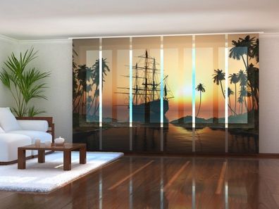 Fotogardine Segelschiff im Meer, Schiebevorhang, Digitaldruck, auf Maß