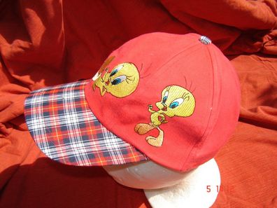 Basecap Baumwolle rot mit Karoschirm Größe 54 bis 57 Kindercap Kindermütze p
