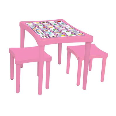 Pilsan 03493, Kindertisch mit 2 Hockern, rosa, Kindersitzgruppe, ab 3 Jahre