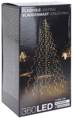 Fahnenmast Beleuchtung 360 LED - H 800 cm - Fahnenstangen Lichterkette