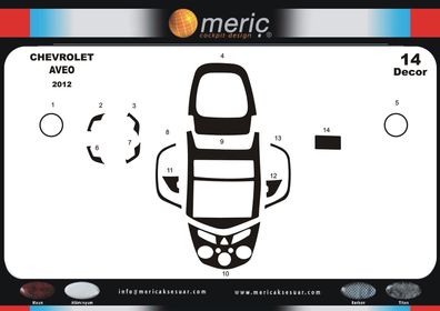 3D Cockpit Dekor für Chevrolet Aveo ab Baujahr 2012 14 Teile