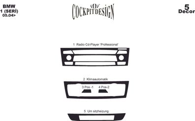 3D Cockpit Dekor für BMW 1-Serie (E87/187) Baujahr 05/2004- 12/2009 5 Teile