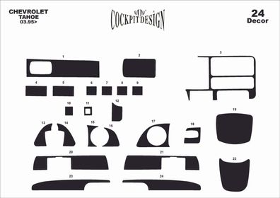 3D Cockpit Dekor für Chevrolet Tahoe Baujahr 03/1995-09/1999 24 Teile