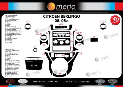 3D Cockpit Dekor für Citroen Berlingo ab Baujahr 08/2008 40 Teile