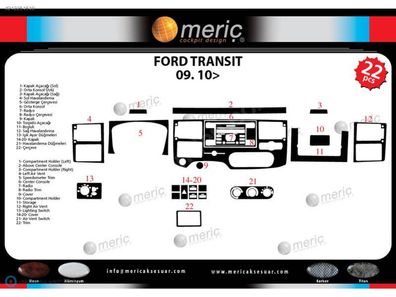 3D Cockpit Dekor für Ford Transit ab Baujahr 09/2010 22 Teile
