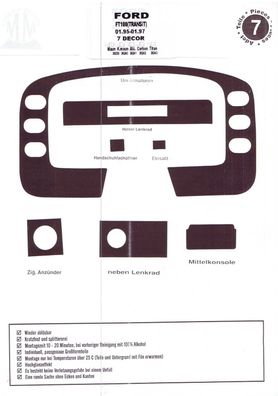 3D Cockpit Dekor für Ford Transit Baujahr 01/1995-04/1997 7 Teile
