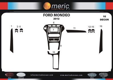 3D Cockpit Dekor für Ford Mondeo ab Baujahr 2012 16 Teile