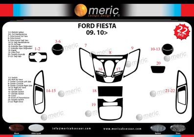 3D Cockpit Dekor für Ford Fiesta ab Baujahr 10/2010 22 Teile