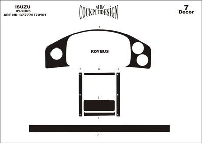 3D Cockpit Dekor für Isuzu Roybus ab Bj 2005 7 Teile