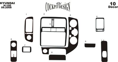 3D Cockpit Dekor für Hyundai H-100 ab Baujahr 08/2004 10 Teile