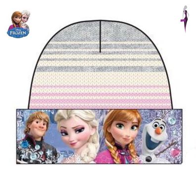 Kinder Winter Mütze Disney Frozen Eiskönigin Wintermütze Anna Grau Weiß Rosa neu