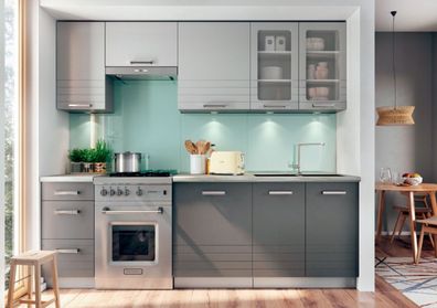 Küche Küchenzeile grau oder weiss matt lack Küchenblock - individuell stellbar