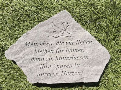 Gedenkstein Spruch Menschen die wir lieben .. 30x20cm Steinguss Grabschmuck