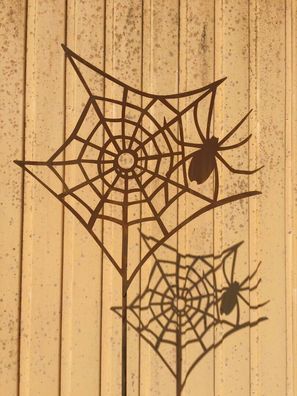 Spinnennetz 44x115cm Gartenstecker Spinne Netz Rost Edelrost Metall Halloween