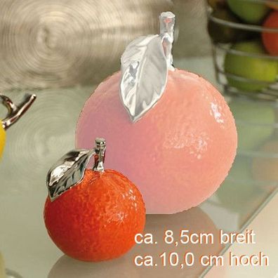 GILDE Deko Objekt Orangen Fruit Blatt Stiel Frucht Obst orange silber NEU