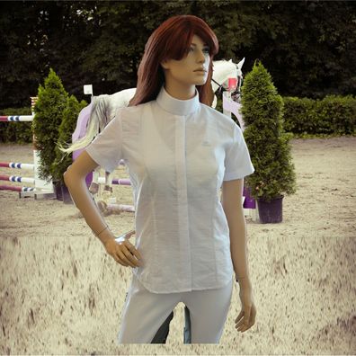 PIKEUR Damen Turnierbluse Kurzarm , Turnier Shirt Pikeur, Bekleidung, weiß (6073)
