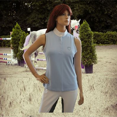 Pikeur Damen Turnier Shirt ohne Arm, hellblau-braun, Pikeur Bluse(6024), Gr. 40