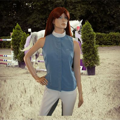 Equi-Thème Turnier Bluse Piaffe ohne Arm, Turnierbluse, Shirt, blau karo