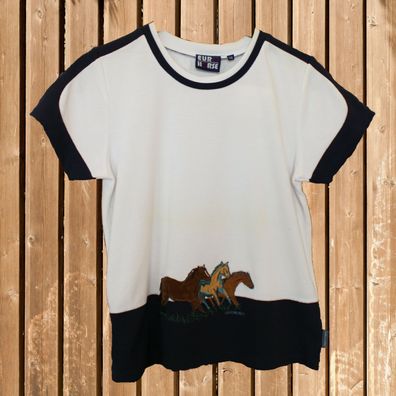 Euro Horse Pferde T-Shirt Kinder, weiß-navy, Kinderhemd mit Pferdemotiv Gr. 176