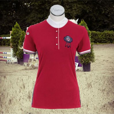 Pikeur Turniershirt rot-blau, Turnierbluse, Competition Shirt